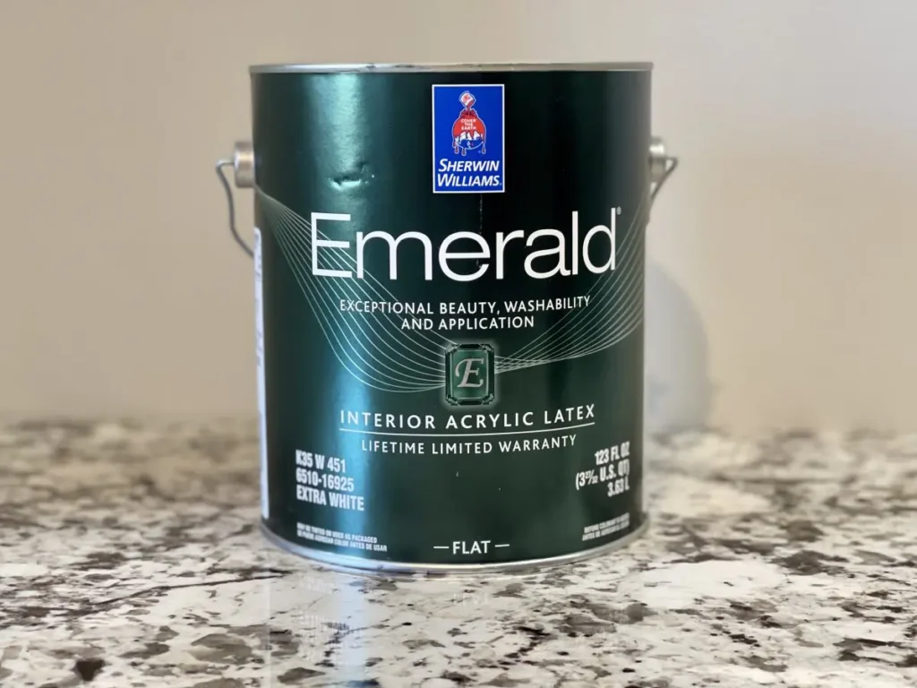a gallon of sherwin williams emerald interior paint.